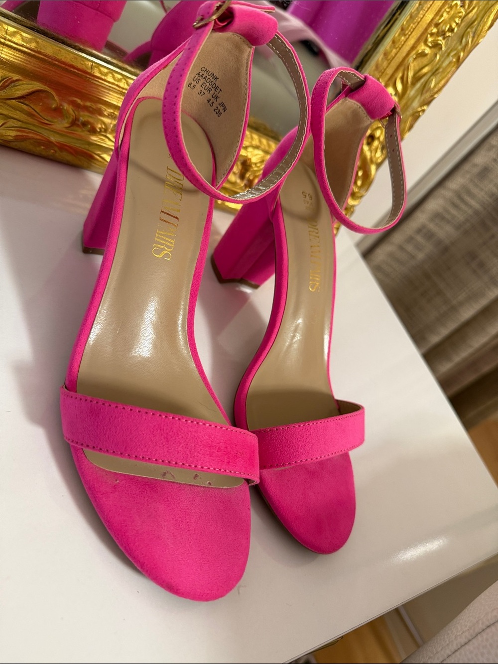 Women's Fuchsia Ankle-Strap Block Heel Sandals By Dreampairs